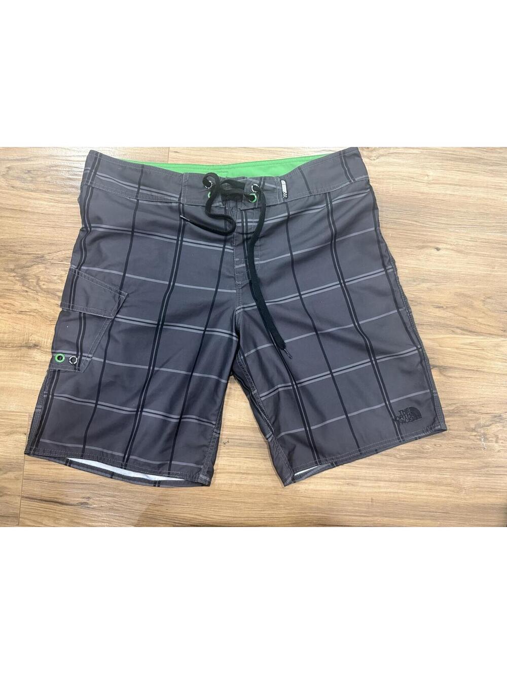 The North Face Board Shorts Mens 36 Gray Striped Surf Swim Trunks Y2K